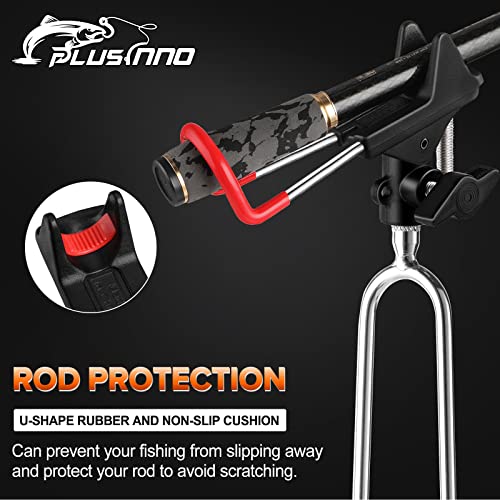 PLUSINNO Fishing Rod Holders - Upgraded 360 Degree Adjustable Fishing Pole Stand Equipment for Bank, Beach, Gift for Men - style: 4 Pack Fishing Rods Holder(red and Black)
