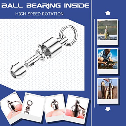 AMYSPORTS High Strength Snap Swivel Stainless Split Rings Fishing Swivel Freshwater Ball Bearing Swivels Fishing Saltwater, 25pcs, 30lbs - size: Size 3+3(72lb) 25 pcs