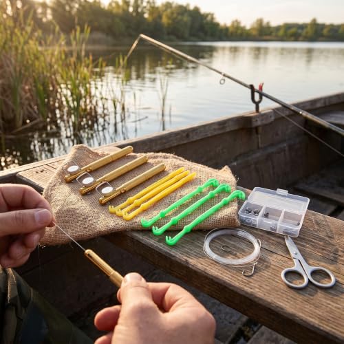 Zerone Fishing Knot Tool Set, 9 Pack Aluminum Alloy Stainless Steel Hook Tying Device Remover for Small Hooks Easy Carry Fishing Gear