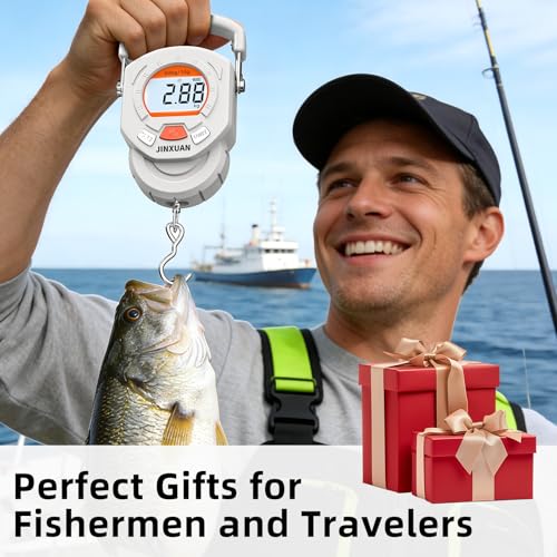 Fishing Scale Luggage Scale 132lb/60kg Digital Fish Scale, Fish Weight Scale with Backlit LCD Display, Luggage Weight Scale with 4 Units, 2 AAA Batteries, Hanging Scale for Fishermen Travelers - style: Battery Powered