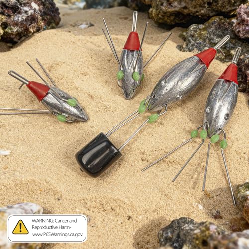 THKFISH 5 Pcs Sputnik Sinkers Surf Fishing Weight, Heavy-Duty Long Tail Lead Weights Saltwater Surf Casting Sinkers, Catfishing, and Beach Adventures in Ocean Sea Sand - size: 4oz-5pcs