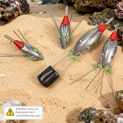 THKFISH 5 Pcs Sputnik Sinkers Surf Fishing Weight, Heavy-Duty Long Tail Lead Weights Saltwater Surf Casting Sinkers, Catfishing, and Beach Adventures in Ocean Sea Sand - size: 4oz-5pcs