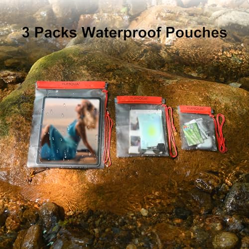 YUMQUA Clear Waterproof Bag, Waterproof Document Pouch Passport Holder Water Tight Map Case Waterproof Pouch Water Proof Small Dry Bags for Kindle Phone Tablet Camera, Kayak Boat PaddleBoard - color: Red