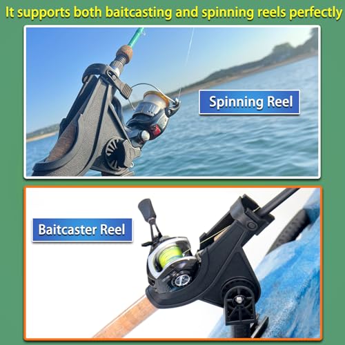 Huntury Track Mount Fishing Rod Holder with 360° Adjustable Kayak Track Adapter for Kayak & Boat | Compatible with Spinning, Casting | Quick Lock On or Release, Kayak Fishing Accessories - color: Rod Holder - 2 Pack