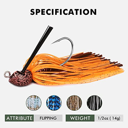 TRUSCEND Jigs Fishing Lures with Ultra Smooth Teflon Hook, Tour Grade Titanium Weed Guard Swim Jigs, Valuable Weedless Skirted Jig, Well-Made Lures for Crappie Bass Trout, Freshwater Fishing Gear - color: C2-1/2oz