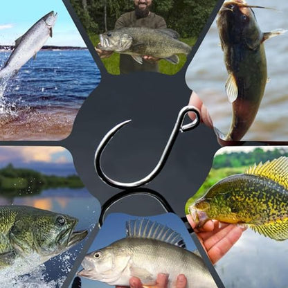 Natufish Inline Single Hooks 25Pcs for Treble Hook Replacement | Fishing Inline Hooks High Carbon Steel Large Eye Sharp Point Corrosion Resistant 8#-5/0# for Hard Lures Saltwater Freshwater - size: 4#_25pcs
