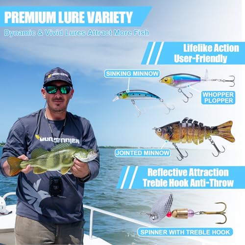 Goture Fishing Lures Kit,164pcs Bass Fishing Kit Including Soft Plastic Baits, Worms, Minnow, Crankbaits, Hooks,Swivels,Sinker Weights,3700 Tackle Box, Freshwater Fishing Gear Lure Set, Gifts of Men - color: A:164pcs Fishing Lures Kit