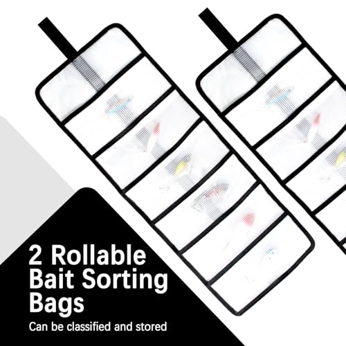 2pcs Roll Up Fishing Lure Wraps Set - Durable 6 Pocket Protective Cover, Saltwater & Freshwater Hook Covers, Trolling Lure Fabric Protector Tackle Box Organizer for Fishing Tackle Storage