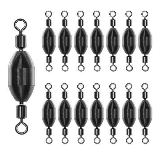 15Pcs Fishing Weights Swivel Bullet Sinkers Brass Fishing Weights Saltwater Freshwater Bass Sinker Fishing Weights with Swivel Rolling - size: 3/64oz