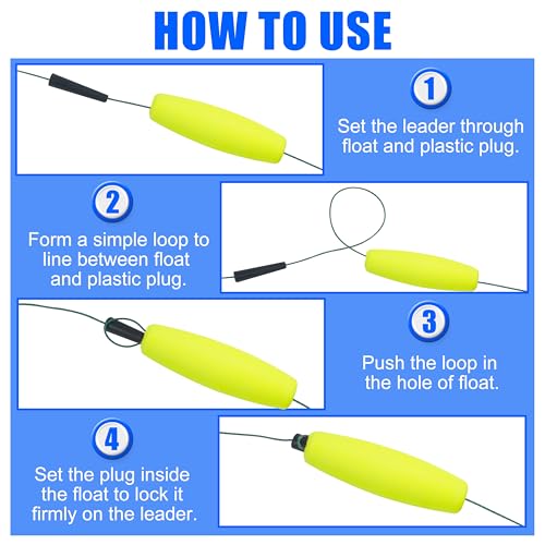 SILANON Peg Floats Fishing Bobbers,Foam Cigar Fishing Floats Bobbers Catfish Floats Slip Fishing Cork Bobbers with Pipe Plug for Catfish Santee Rig Freshwater Saltwater Fishing - size: 2.5 inch, style: Yellow-30pcs