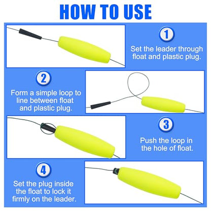 SILANON Peg Floats Fishing Bobbers,Foam Cigar Fishing Floats Bobbers Catfish Floats Slip Fishing Cork Bobbers with Pipe Plug for Catfish Santee Rig Freshwater Saltwater Fishing - size: 2.5 inch, style: Yellow-30pcs