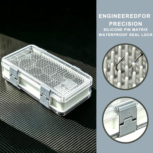 Fishing Tackle Box Tackle Tray Floating Fishing Lure Box Storage Organizer Plastic Box with Adjustable Dividers White Silicone Vertebrae