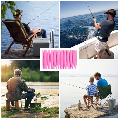 Senko Bait Soft Plastic Lures 5" Senkos 24 Pcs/100pcs for Wacky Rig Freshwater Fishing Green Pumpkin senko with Black Flake Pink Watermelon Double Color - style: Bubblegum Pink