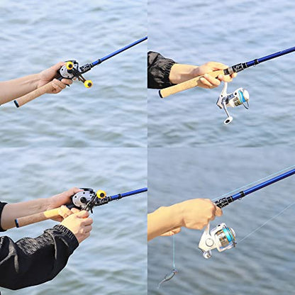 EOW XPEDITE PRO Portable Telescopic Casting and Spinning Fishing Rods, 24T Carbon Blanks & Solid Carbon Tip, Cork Handle, Travel Rod, Short Collapsible Rods - style: Spinning 7' /Power M /Action Fast