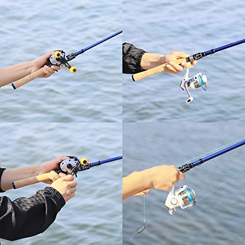 EOW XPEDITE PRO Portable Telescopic Casting and Spinning Fishing Rods, 24T Carbon Blanks & Solid Carbon Tip, Cork Handle, Travel Rod, Short Collapsible Rods - style: Spinning 6' /Power M /Action Fast