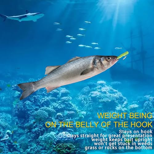 Weighted Swimbait Hooks for Bass Fishing,15 Pack Jig Heads Worm Weedless Fishing Hooks with Twist Lock for Soft Plastics Worm Weighted Hooks Saltwater Freshwater - size: 5/0_7g_15pcs