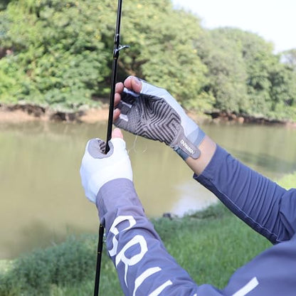 Lightweight Sun Protection Fingerless Fishing Gloves Men & Women – Reinforced Palm Quick-Release Breathable Kayaking Hiking Cycling Driving Gloves ﻿ - color: grey, size: X-Large