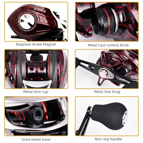 Baitcasting Reel,Carbon Fiber Drag Fishing Baitcaster Reels, Bait Cast Reel With 7.2:1 Gear Ratio 10+1 Ball Bearings 17.6lbs Max Drag Right Hand，Fish Gift For Man - color: MICAI