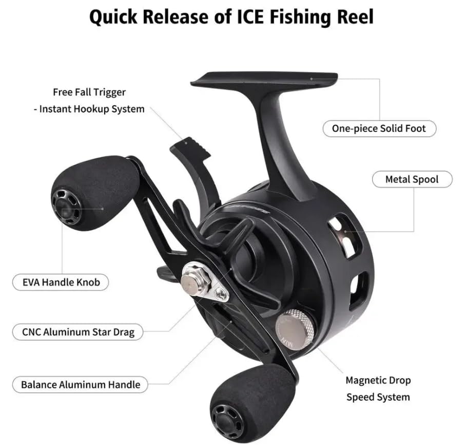 Pack of 1 Inline Fishing Reel Large Spool Diameter Inline Freespool Reel Wear Resistant 3 + 1 BB Ice Fishing Gear for Sea Lake Pond Metal