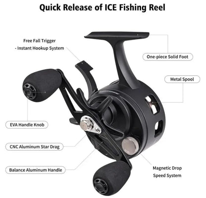 Pack of 1 Inline Fishing Reel Large Spool Diameter Inline Freespool Reel Wear Resistant 3 + 1 BB Ice Fishing Gear for Sea Lake Pond Metal