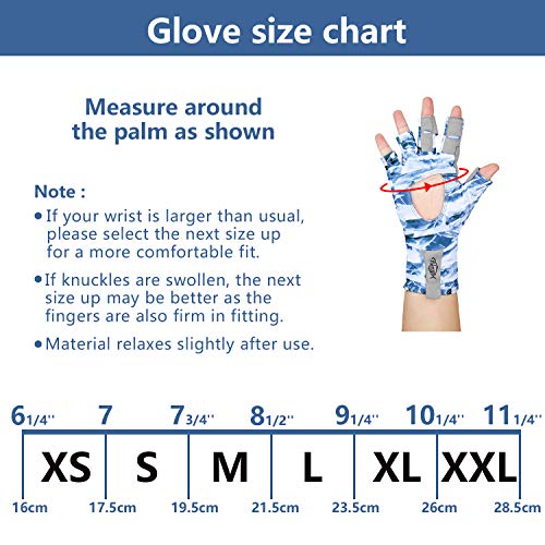 Palmyth UV Protection Fishing Fingerless Gloves UPF50+ Sun Gloves Men Women for Kayaking, Hiking, Paddling, Driving, Canoeing, Rowing - color: Air Mountain Sky, size: X-Large