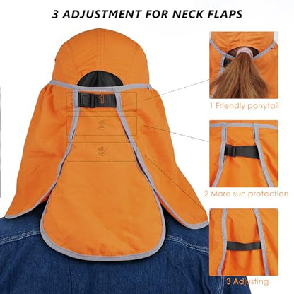 GADIEMKENSD UPF 50+ Folding Fishing Hat 360 Outdoor Sun Hat - color: Orange