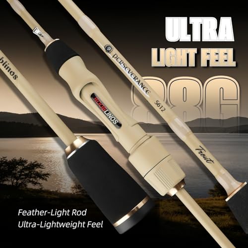 Ultralight Trout Spinning Rod,1.85m 6' Fast Action Carbon Fiber Fishing Pole, Stream Lake River Bass Trout Panfish Crappie 0.8-7g Lure, Sensitive Tip, Portable 2-Piece Travel Design - size: PE-S612UL-1.85m