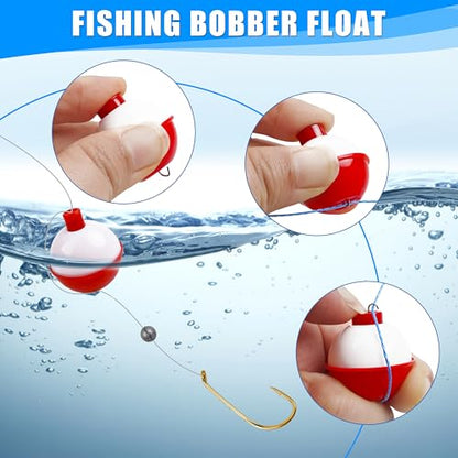 Fishing Bobbers Fishing Floats and Bobbers ABS Push Button Fishing Round Buoy Float Bobber Red/White Bobbers Floats Fishing Tackle Accessories 0.5"/0.75"/1"/1.5"/2"/2.5" - style: 2.5 inch- 10pcs