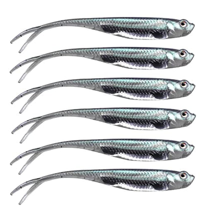 QualyQualy Soft Swimbait Fishing Lures 5PCS 6PCS Jerk Shad Minnow Drop Shot Lure Bass Bait Shad Lure Soft Jerkbait for Bass Trout Pike Walleye Crappie 2.95'' 3.93'' 4.72'' - color: A-4#, size: 4.72" - 5Pcs