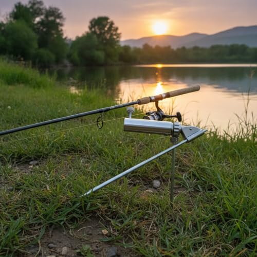 Fishing Rod Holder Ground Spike, Metal Vertical Stake for Soft Soil, Riverbank and Lakeside Angling Accessory, White