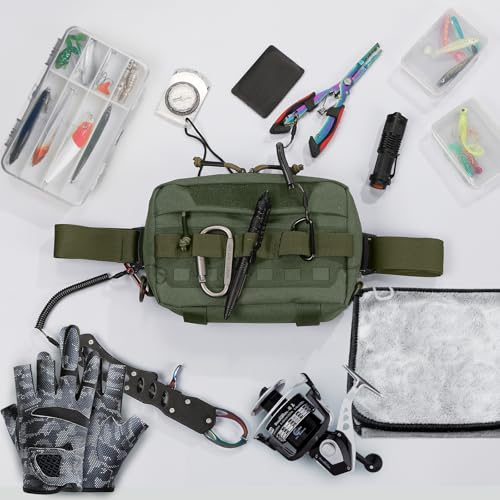 Outdoor Chest Bag for Men, Water-Resistant Fishing Chest Pack, Tactical Vest for Running, Cycling, Hiking - color: Green