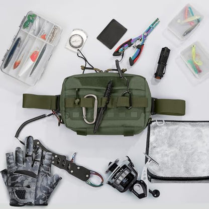 Outdoor Chest Bag for Men, Water-Resistant Fishing Chest Pack, Tactical Vest for Running, Cycling, Hiking - color: Green