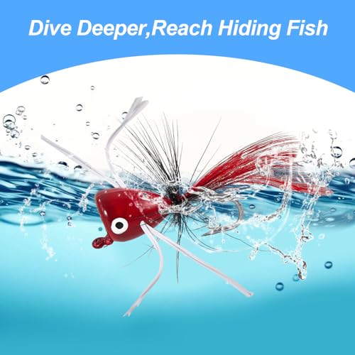22/30pcs Fly Fishing Popper Flies Kit, Trout Bass Bluegill Panfish Crappie Salmon Sunfish Steelhead Popper Flies for Fly Fishing Fly Popper Lures
