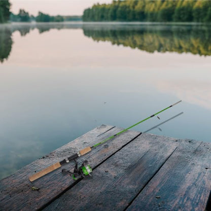 Fishing Rod and Reel Combo - Kettle Series Fiberglass Pole with Spinning Reel, Cork Handle, and Beginners Tackle Kit by Wakeman