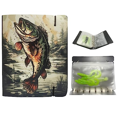 Fishing Lure Bag Binder, Soft Plastic Bait Storage Binder, Saltwater Resistant Tackle Bag with 9 Pocket Sleeves, Organize Storage Lines, Hooks, Sinkers, Rigs, Jigs Bait Bags for Fishing