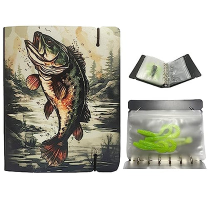 Fishing Lure Bag Binder, Soft Plastic Bait Storage Binder, Saltwater Resistant Tackle Bag with 9 Pocket Sleeves, Organize Storage Lines, Hooks, Sinkers, Rigs, Jigs Bait Bags for Fishing