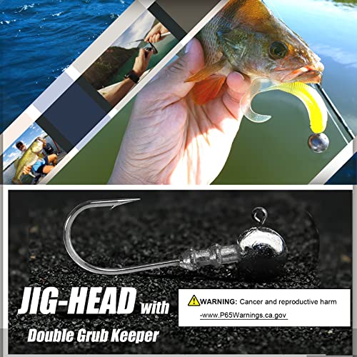 AMYSPORTS Bass Saltwater Jig Head Hooks Freshwater Sharp Jig Hooks Lead Round Ball Fishing Jigs Lead 1/8oz-1/2oz - size: Size5 (1/2oz.) 20 pcs