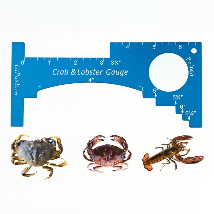 Crab Gauge & Lobster Ruler – 3mm Thick Aluminum Measuring Tool, Heavy-Duty Crab Ruler for Dungeness, Red Rock, Blue Crab & Lobster – Applicable for WA, OR, CA & Atlantic/Gulf States - color: Blue
