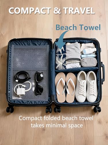 Tropical Navy Blue Palm Tree Beach Towel with Clips Set - Summer Nautical Coastal Large Sand Free Towel 30x60 Inch for Beach Camping Swim Pool Gym Sports & Yoga - color: Btowels02