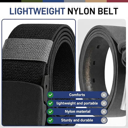 UNGGJKB Men's Tactical Belt, Nylon Casual Elastic Belt, Work Belt That Can Be Cut And Adjusted - color: Red/Black-stretch