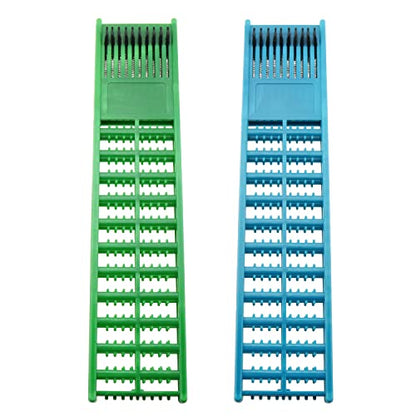 Fishing Hook Holder 2pcs 6x27cm Blue and Green Fishing Snelled Hook Holder Plastic Double Side Spring Hooks Storage Catch Holder for Snelled Rigs Holder Lead Tray Jigs Board
