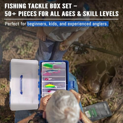 448-Pcs Fishing Lures Kit – Complete Large 3-Layer Tackle Box Set with Hooks, Weights, Bobbers, Pliers, Rigs, Leaders & Accessories for Men, Kids, Beginners, Gear gift choice for Fathers Day - color: 448PCS-Blue