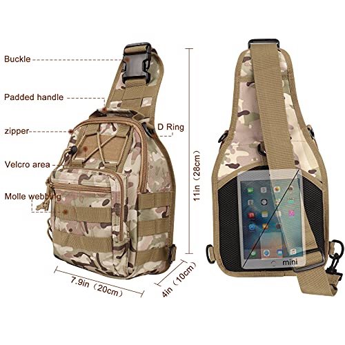 Qcute Tactical Backpack, Waterproof Military Cross-body Molle Sling Shoulder Backpack Chest Bag for Outdoor Every Day Carry - color: Cp Camouflage
