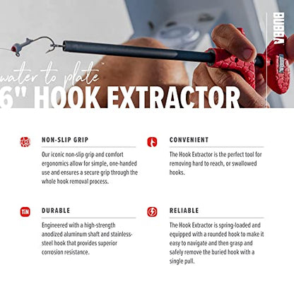 BUBBA Hook Extractor with Non-Slip Grip T-Handle with Marine Grade Stainless Steel Hook Extractor for Fishing and Angling - size: 6 inch