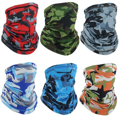 Neck Gaiter 6 Pack UV Protection Cooling Hiking Face Cover MenWomen - color: Multicoloured 06