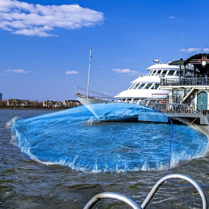 Nylon Monofilament Cast Net, 4FT/6FT/7FT/8FT/9FT/10FT/12FT American Style Hand Throwing Fishing Net with Iron Chain Weights for Saltwater and Freshwater - color: BLUE, size: 8FT