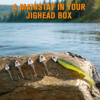 Dovesun 15pack Screw Lock Swimbait Jig Heads 2X Strong High-Carbon Steel Bass Fishing Jigs with 3D Eyes, jig Heads for Fishing Saltwater Freshwater Walleye Trout Crappie 1/8 1/5 1/4 3/8 oz - size: 1/4oz-15Pack