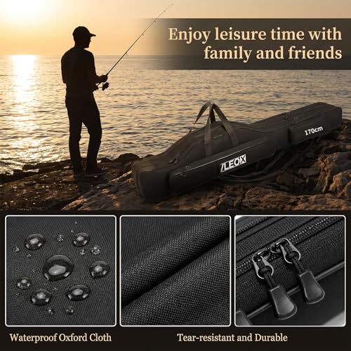3 Layers Fishing Pole Bag, Fishing Rod Case, Portable Folding Fishing Rod Case Fishing Pole Reel Storage Bag Fishing Gears Organizer 190cm - size: 190cm