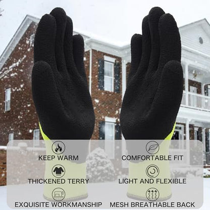 LOCCEF 2 Pairs Winter Work Gloves, Thermal Freezer Gloves - color: Blue, size: 11/XXL