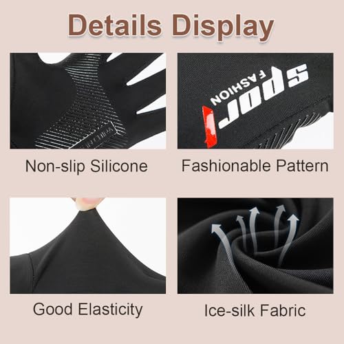 FGSS Summer Fishing Gloves for Men UV Sun-Protection Cycling Gloves Anti-Slip Fingerless Gloves for Driving Hiking Outdoor - color: Black